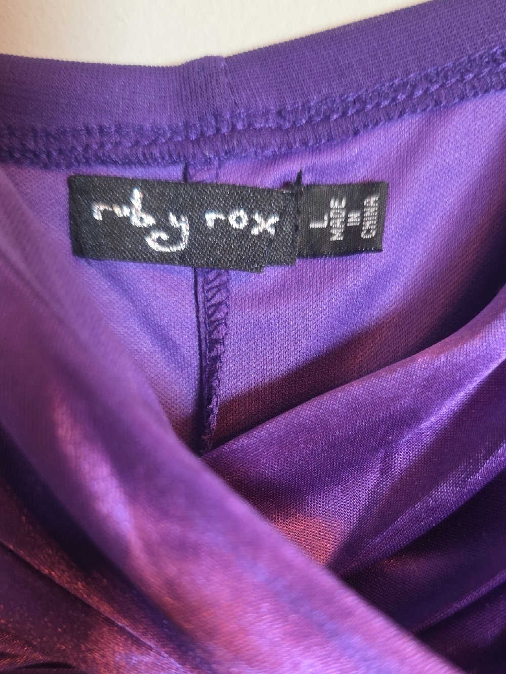 Ruby Rox Purple Satin-Effect Draped Neck Dress